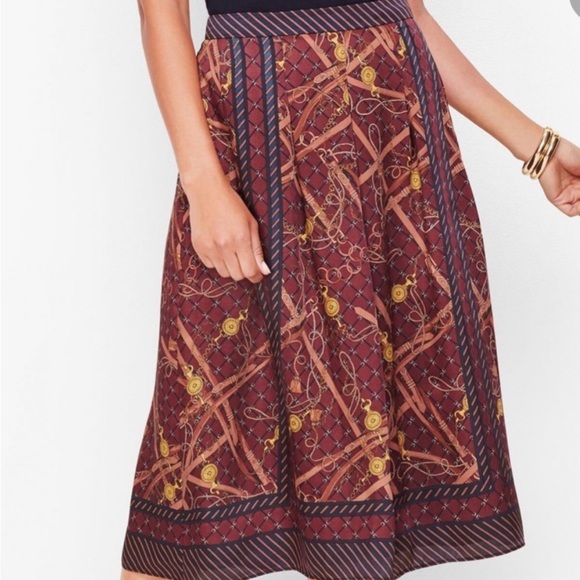NWT Talbots Horse Bit Print Midi Skirt Lined Size 18 - Picture 1 of 6